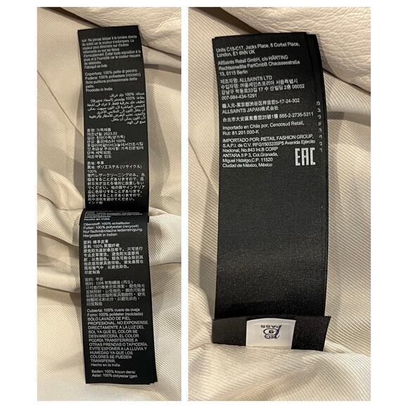 AllSaints Belfern Leather Biker Jacket Size US/4 - Picture 8 of 9